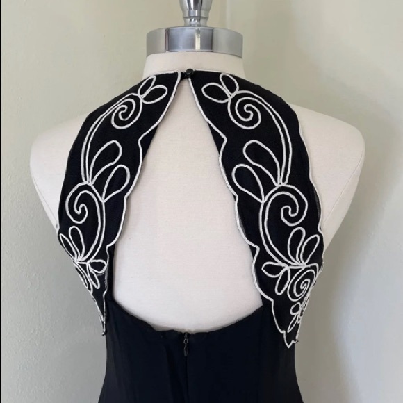 Vintage 1990s Scott McClintock Black and White Cocktail Gown Size 6 - Picture 4 of 6
